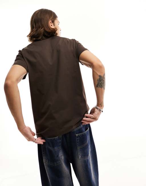 fred perry burnt tobacco Fred Perry logo T-shirt in burnt tobacco