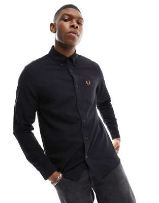 Fred perry short sleeve oxford clearance shirt black