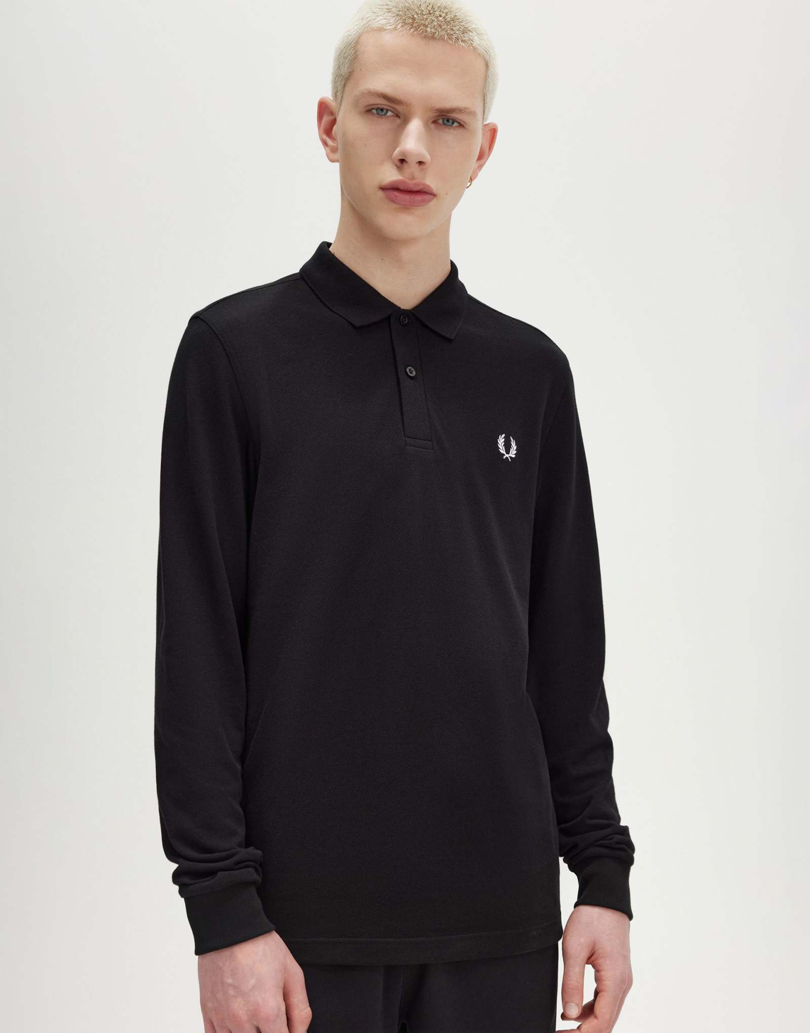 Черная рубашка поло Fred Perry с длинным рукавом