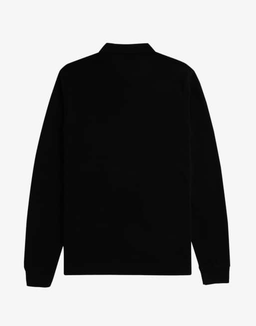 Fred Perry long sleeve polo shirt in black, 4 of 4