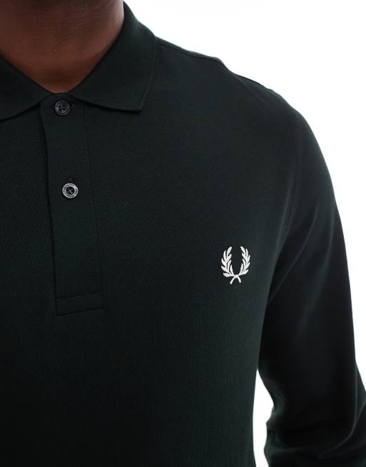 Fred Perry long sleeve polo shirt in forest green | ASOS