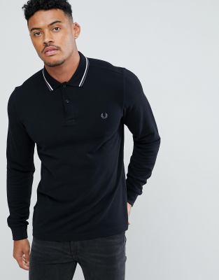 fred perry long sleeve twin tipped polo shirt