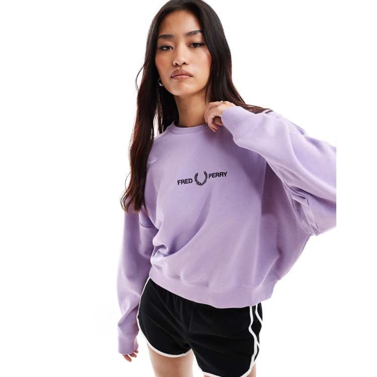 Fred Perry long sleeve sweatshirt in light purple with logo embroidery ASOS