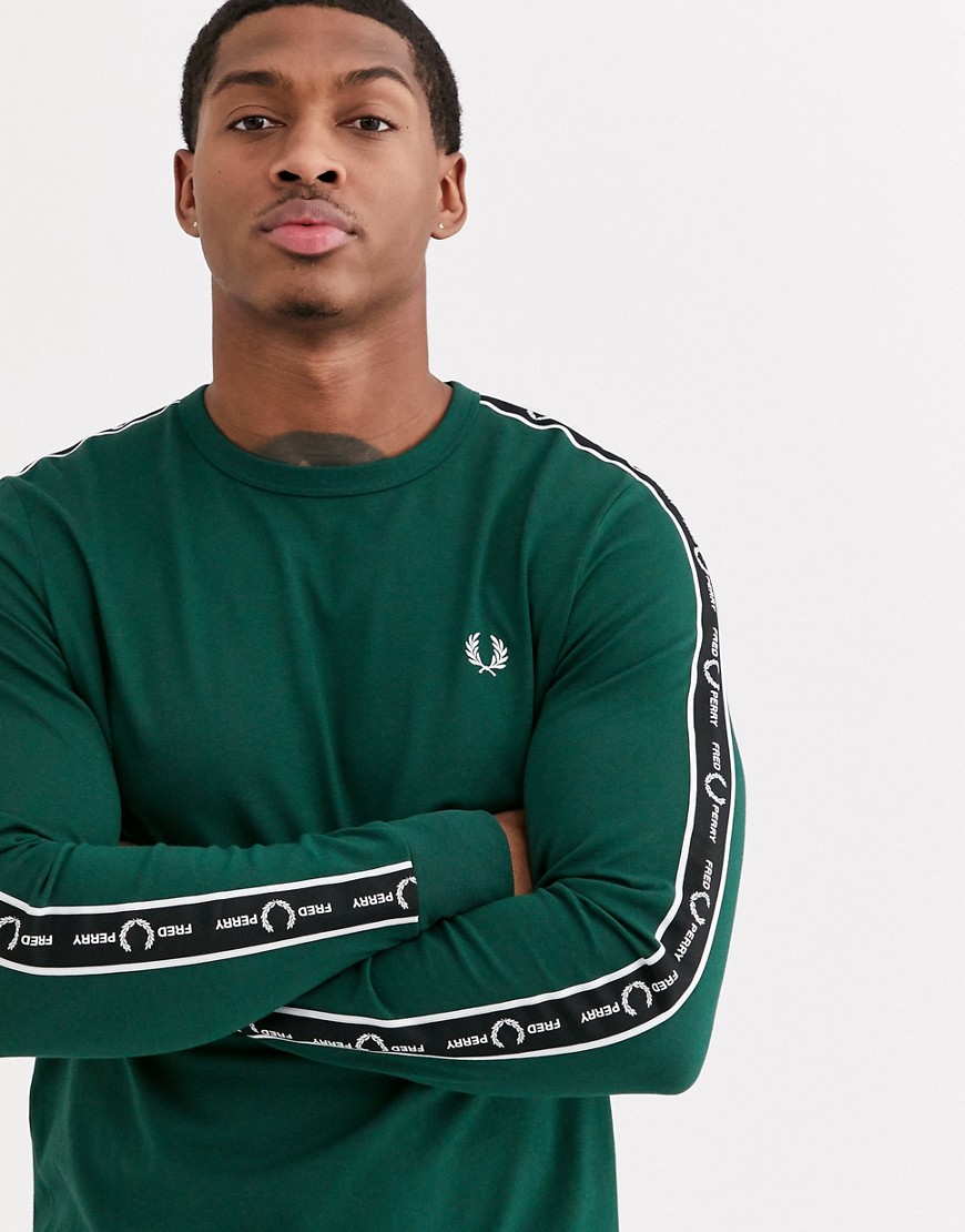 Fred Perry long sleeve t-shirt with side taping in green