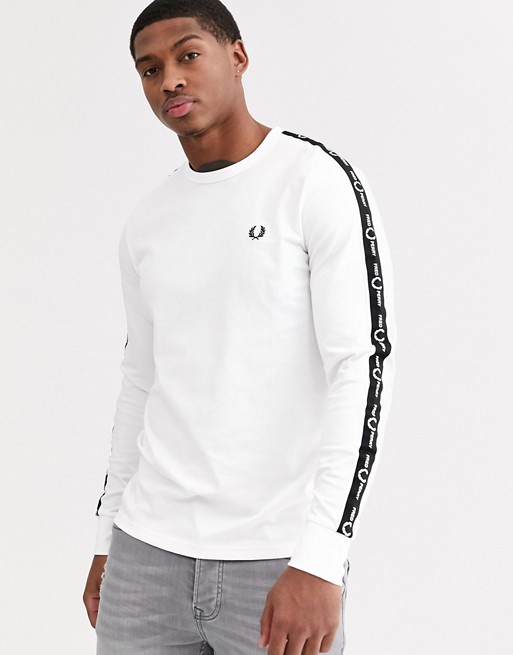 Fred Perry long sleeve t-shirt with side taping in white