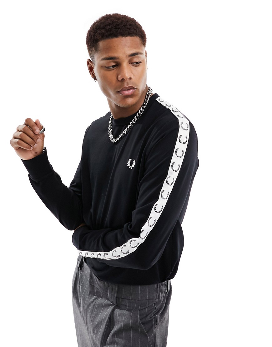 Fred Perry long sleeve taped ringer t-shirt in black