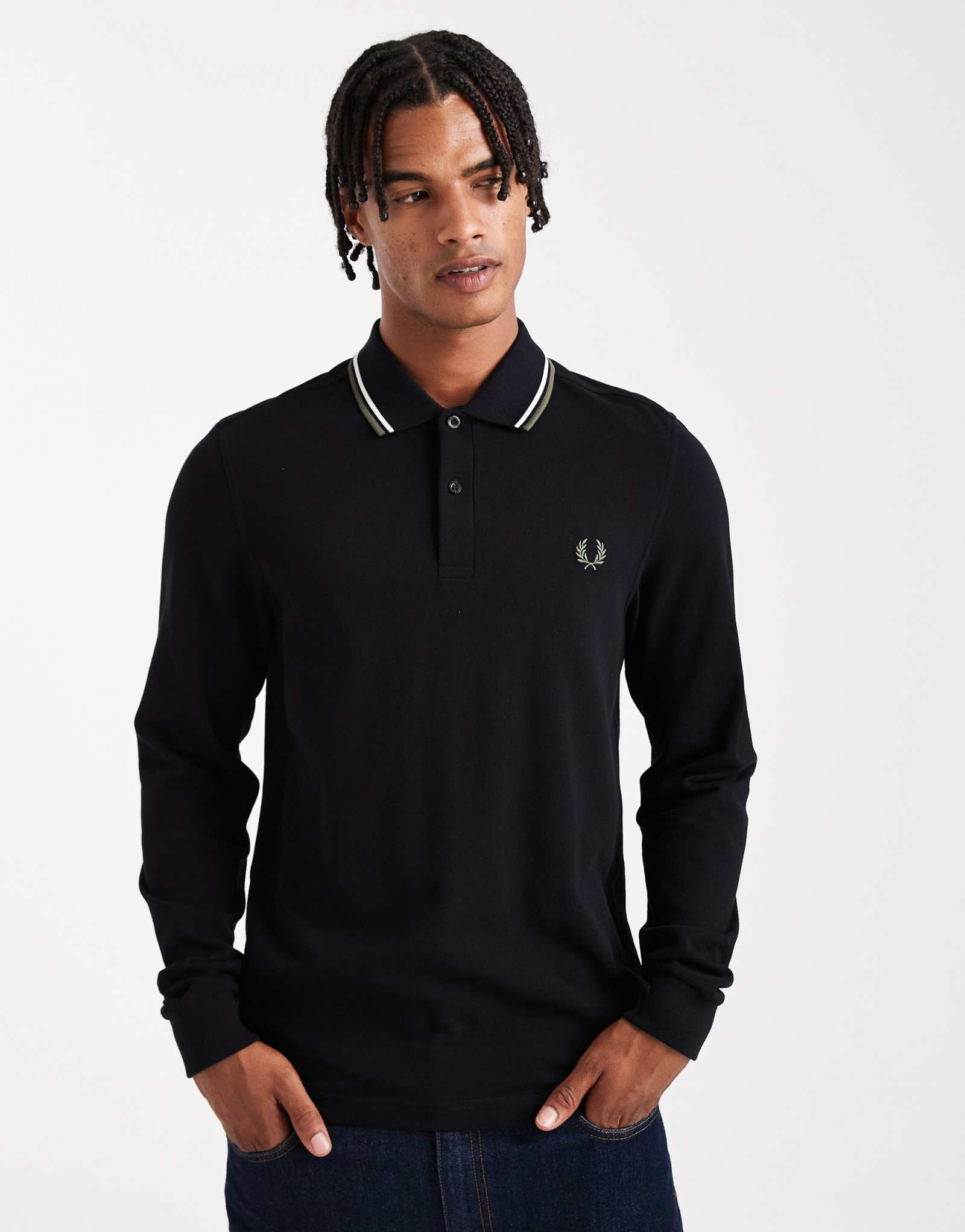 Черная рубашка поло с длинным рукавом Fred Perry