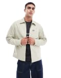 [Fred Perry] Fred Perry long sleeve twill zip through overshirt in beige-Neutral L Beige