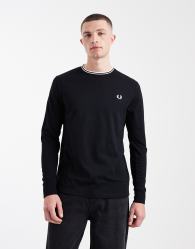 Fred Perry long sleeve twin tipped logo t-shirt in black