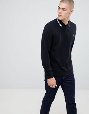 fred perry long sleeve twin tipped polo shirt