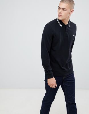 fred perry black long sleeve polo