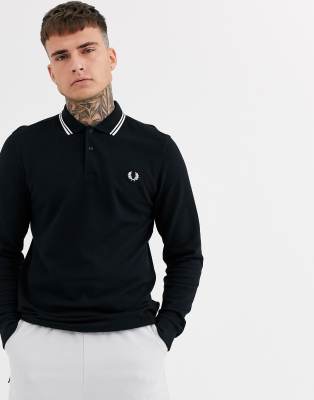 fred perry long sleeve twin tipped polo shirt