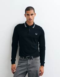 Fred Perry long sleeve twin tipped polo shirt in black