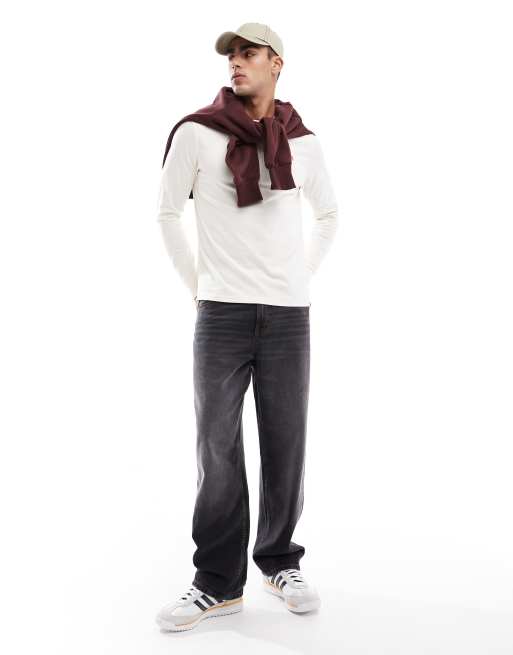 Fred Perry long sleeve twin tipped t-shirt in off white, 4 of 4