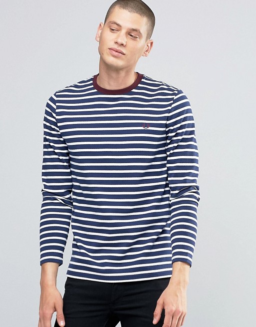 Fred Perry Long Sleeved Breton Stripe T-Shirt In French Navy | ASOS