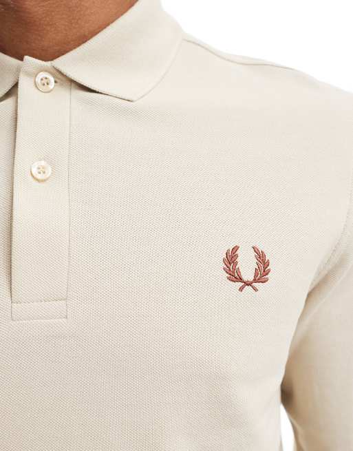 FRED PERRY/Long Sleeve Polo ベージュL THE FRED PERRY SHIRT LONG SLEEVE POLO SHIRT - FRED PERRY