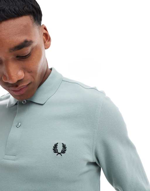 Fred Perry long sleeved polo shirt in light blue