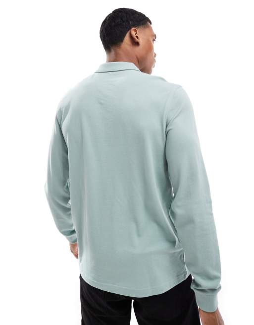 Fred Perry long sleeved polo shirt in light blue | ASOS