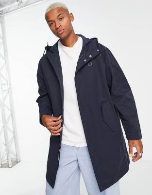 Fred Perry Longline Shell Parka In Navy In Blue | ModeSens