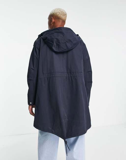 Fred Perry longline shell parka in navy