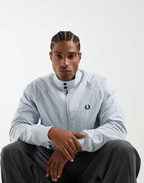 Fred Perry - Lyseblå Harrington-jakke i krølstof - view 1