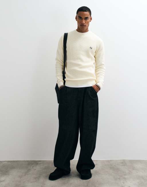 Fred Perry maglione a nido d'ape ecru, 3 di 5