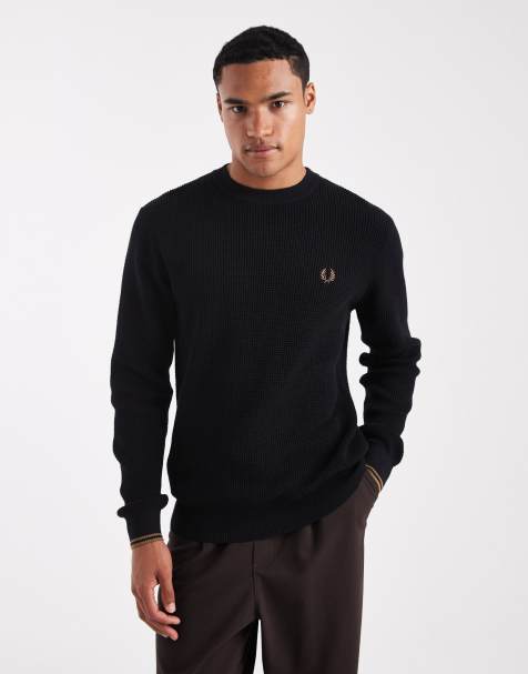 Fred Perry - Maglione nero a nido d'ape - view 1