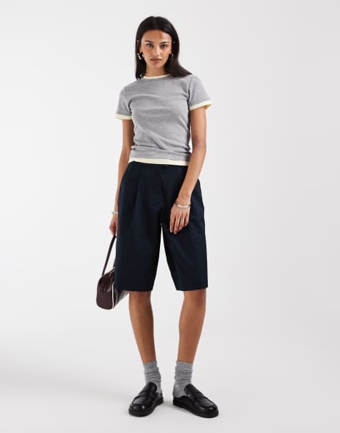 Fred Perry – Marinblå bermudashorts med veck - view 1