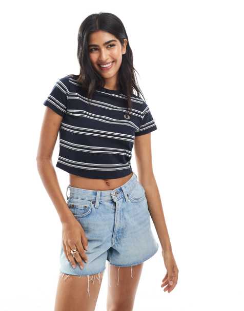 Fred Perry – Marinblå, randig t-shirt - view 1