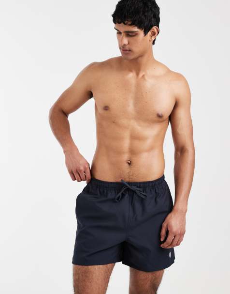 Fred Perry - Marineblå badeshorts med løbesnor og logo - view 1