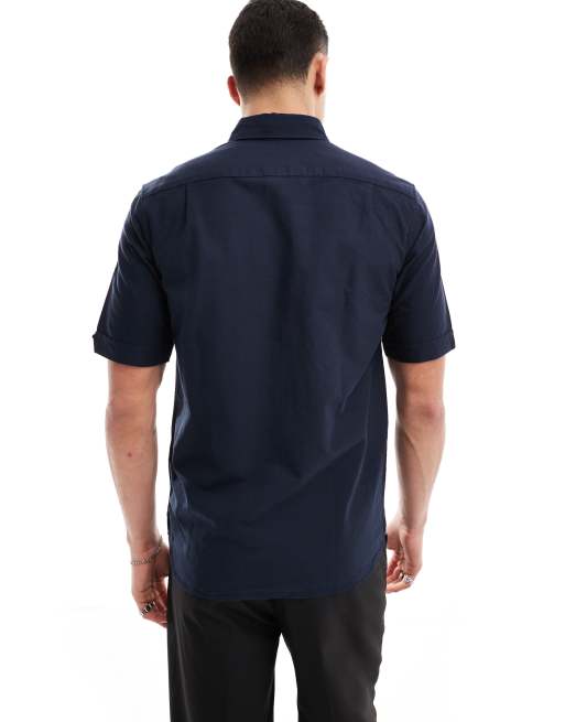 Fred Perry - Marineblå Oxford-skjorte med korte ærmer, 2 af 4
