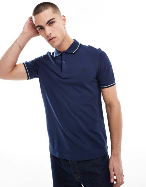 Fred Perry – Marineblaues Polohemd mit Doppelstreifen - view 1