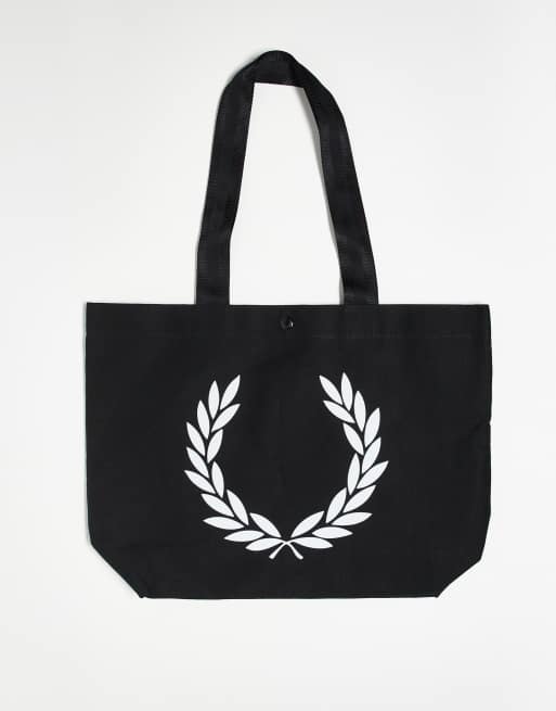 Fred Perry - Maxi borsa nera con stampa di alloro
