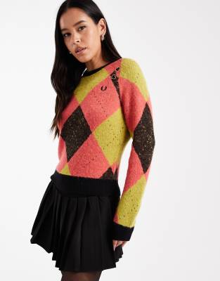 Fred Perry - Mehrfarbiger Pullover mit Argyle-Muster-Bunt