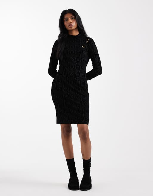 Fred Perry mesh dress in black, 3 of 4