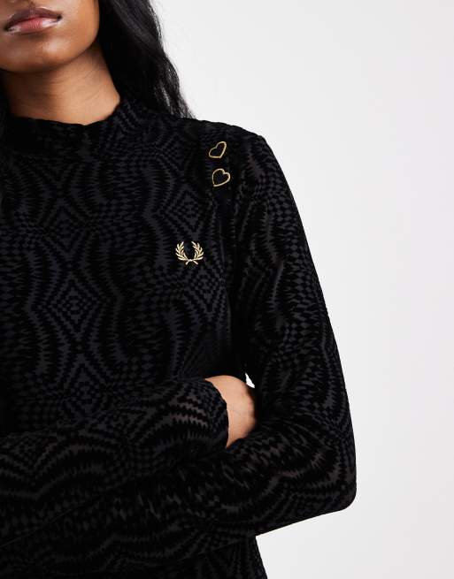 Fred Perry mesh dress in black, 4 of 4