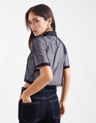 Fred Perry Mesh Polo Shirt In Blue