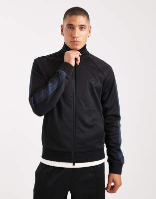 Fred Perry mesh taped track jacket in black | ASOS