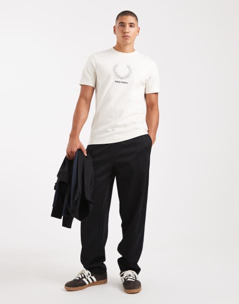 Fred Perry mesh taped track pants in black - view 1