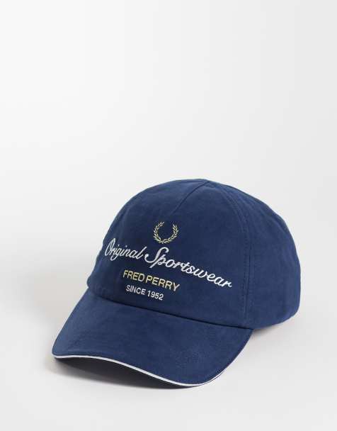 Fred Perry microfibre piped logo cap in blue - view 1