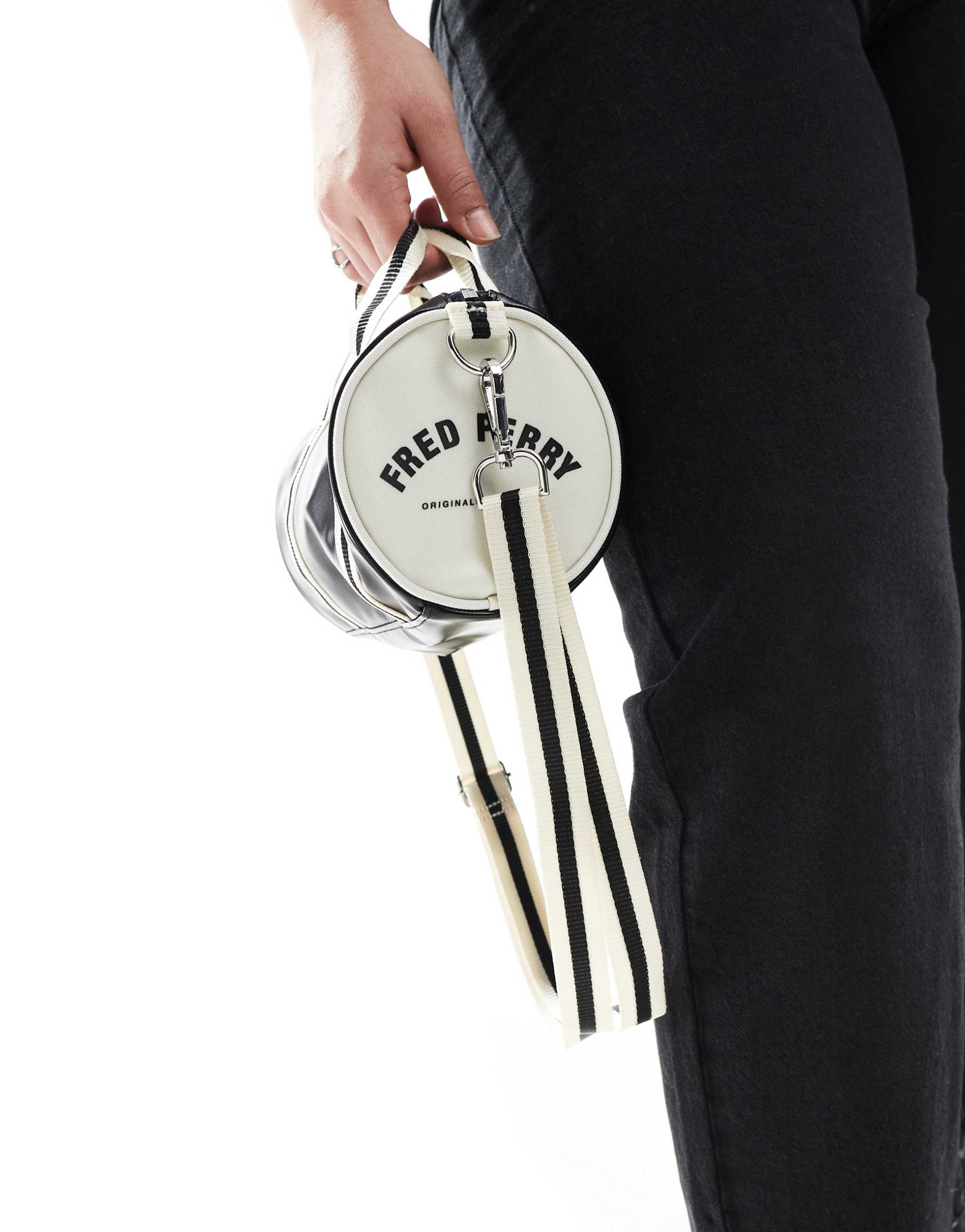 fred perry mini barrel side bag in black