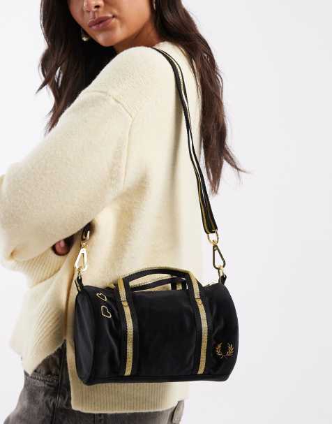 Fred Perry mini velour bag in black - view 1