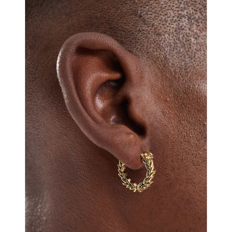 Fred Perry mini wreath earrings in gold | ASOS