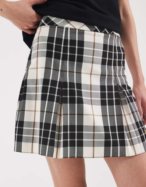 Fred Perry minigonna tartan color ecru, 5 di 5