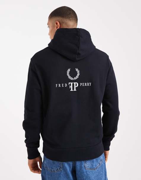 Fred Perry monogram hoodie in navy - view 1