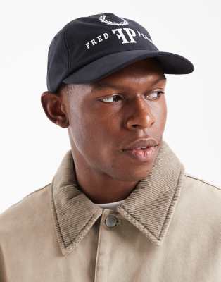 Fred Perry Monogram Logo Cap In Blue
