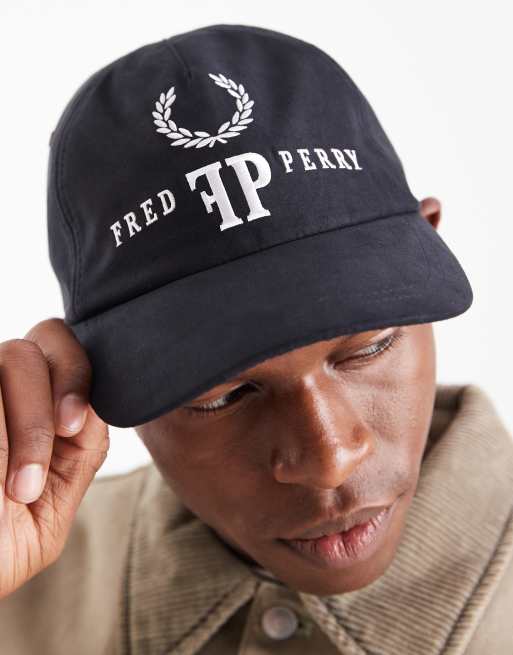 Fred Perry monogram logo cap in navy | ASOS