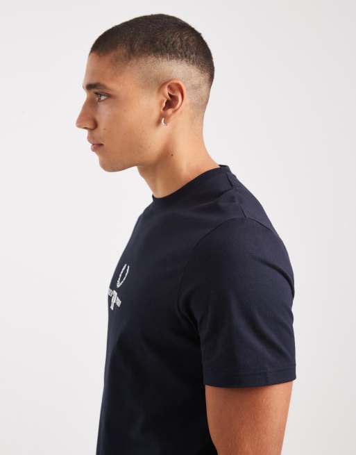 Fred Perry monogram t-shirt in navy, 4 of 5