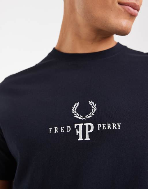 Fred Perry monogram t-shirt in navy, 5 of 5