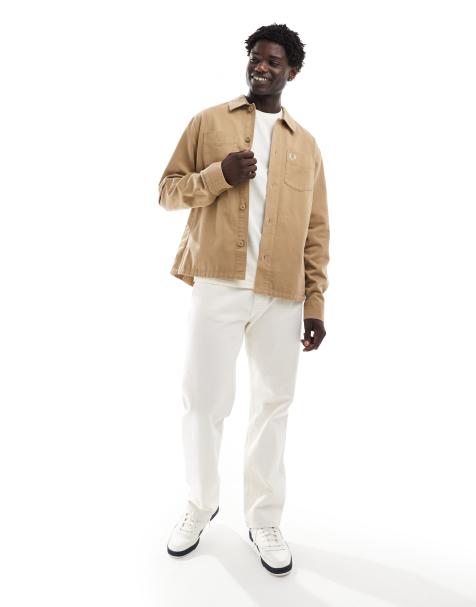 Fred Perry – Mörkbeige overshirt i twill - view 1